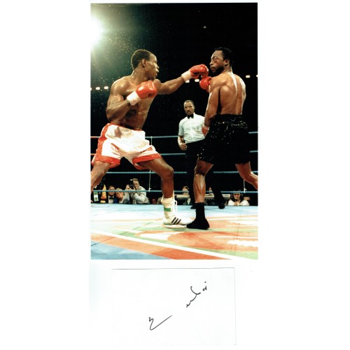 Chris Eubank Signed White Card & 8 x 12 Photograph In Action Against Nigel Benn