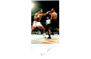 Chris Eubank Signed White Card & 8 x 12 Photograph In Action Against Nigel Benn