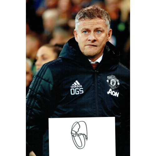 Ole Gunnar Solskjaer Signature With a Manchester United 12x8 Photograph