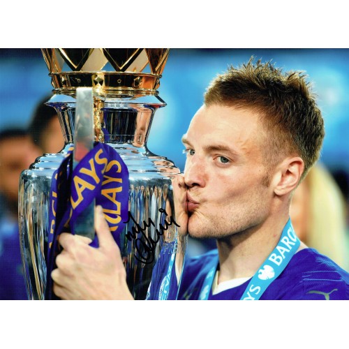 Jamie Vardy Signed 16X12 Inch Leicester City Champions Photograph