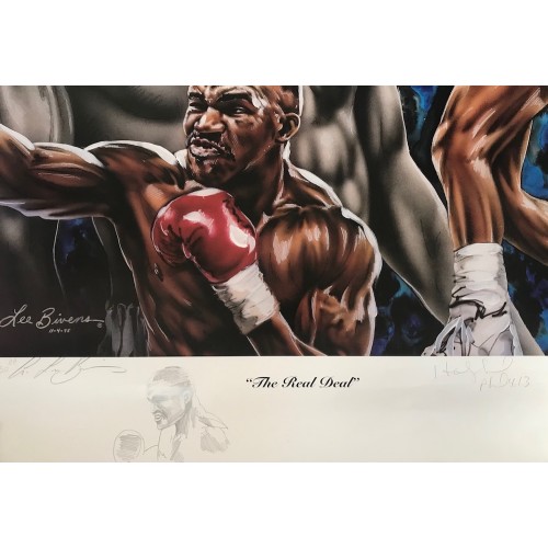 Evander Holyfield & Lee Bivens Artist's Proof With Doodle Dual Signed Ltd Edition 35/50 Print 