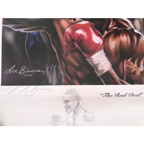 Evander Holyfield & Lee Bivens Artist's Proof With Doodle Dual Signed Ltd Edition 35/50 Print