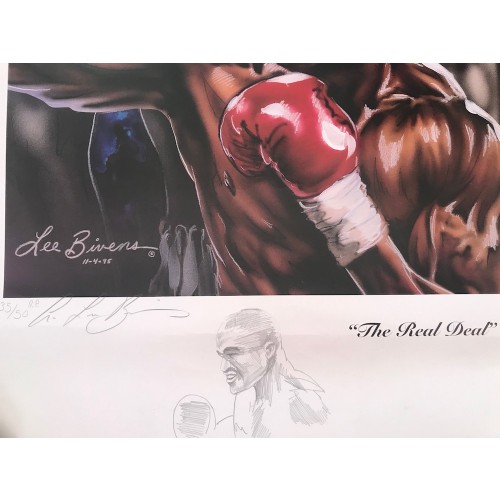 Evander Holyfield & Lee Bivens Artist's Proof With Doodle Dual Signed Ltd Edition 35/50 Print 