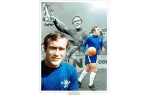 Ron 'Chopper' Harris Chelsea Montage Signed 16 x 12 inch Football Photograph
