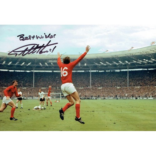 Geoff Hurst Signed 12 x 8 inch World Cup 1966 Football Photograph