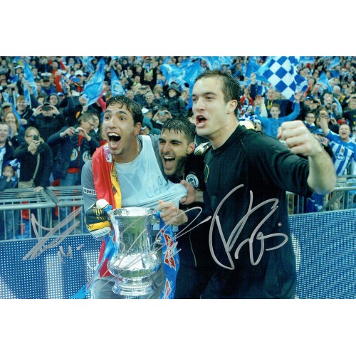 Jordi Gomez, Louis Robles and Roman Golobart Wigan Multi Signed 12 x 8  inch Photograph