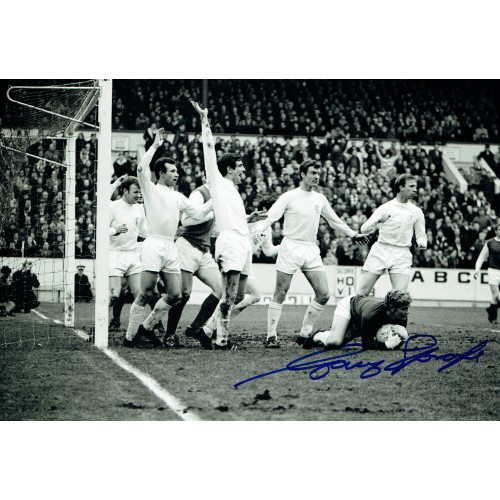 Garry Sprake Signed 12x8 inch Photograph In Action For Leeds United