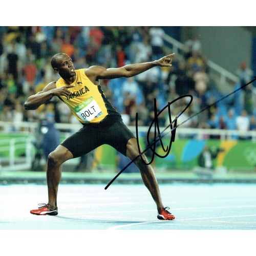 Usain Bolt Signed 2016 Rio Olympics 8x10 Photograph